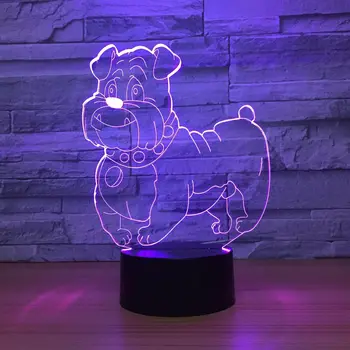 Motinos Diena Močiutės Dovana Mielas Šuo 3D LED Lempos Naktį Šviesos Įvairių spalvų RGBW Lemputės Dekoratyvinis Luminaria Greitai Lašas Laivybos