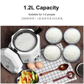 1.2 L Daugiafunkcį protingas rezervavimo elektros Mini ryžių viryklė 1-2 žmonės, automatinė laikas ryžių viryklė pietų patiekalas garlaivis