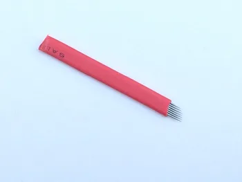 100 Vnt Raudona 7 Pin 3D Vadovas Antakių Siuvinėjimo Tatuiruotė Adatos permanentinis Makiažas Tatuiruotė Microblading Pen