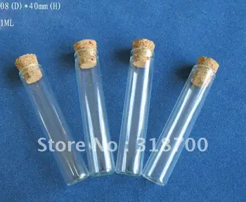 100 x 1ml mini stiklinis vamzdelis su mediniu kamštienos 8*40mm mažas kamštienos buteliukai kamštienos užkimštame vamzdis 0,5 ml iki 50ml yra
