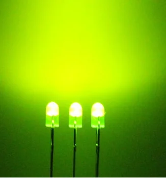 1000PCS / DAUG LED lempos granulių linija, 3MM / F3 žali plaukai, žalia, bendras šviesos diodų F3 beribis ilgas kojas