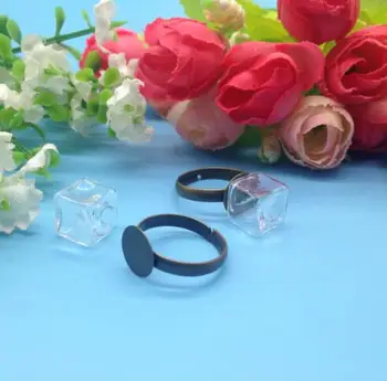 100sets/daug 10*10mm stiklo aikštėje pasaulyje su žiedo išvados, stiklo buteliukas buteliukas, žiedai, rankų darbo papuošalai aksesuaras mados 