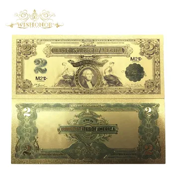 100vnt/daug Spalvų JAV 1899 Aukso Padengtą Banknotų USD 2 Dolerių Banknotą į 24k Aukso Padirbtų Pinigų Sąskaitą Už Dovaną ir Surinkimo