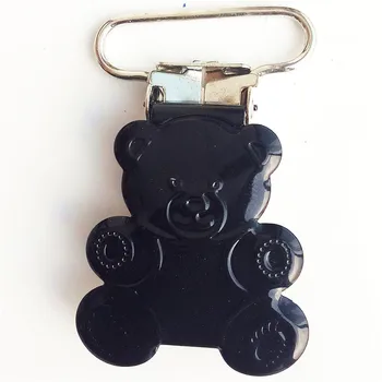 100vnt/daug Ted bear forma 25mm juodo metalo žindukas įrašą turėtojas baby mini klipai petnešos