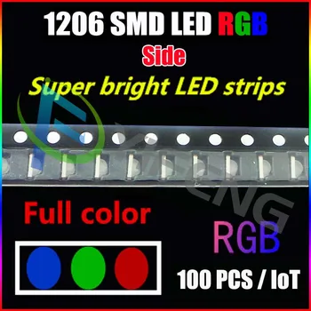 100vnt RGB 1206 Pusėje SMD LED diodų šviesa