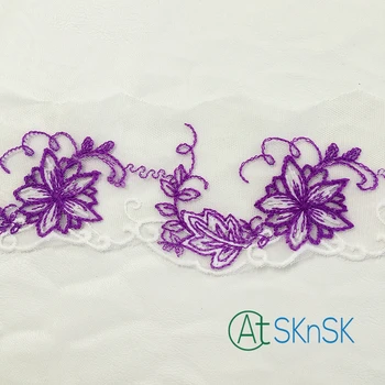 100yards/ daug aukštos kokybės violetinė gėlė tinklelio nėriniai prancūzijos elegantiškas nėrinių audinio suknelė aksesuaras siuvinėtų nėrinių juostelės Plotis 8cm
