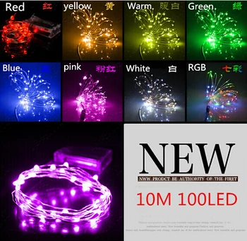 10M 100 led 3 AA Baterija Dekoratyvinis LED Varinės Vielos Pasakų String Šviesos lempa Kalėdų, Vestuvių ir Šalys