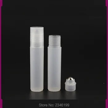 10ML Forsted Plastiko Roll Butelis su Stiklo Granulių Metalo, Plieno Rutuliuko, Paakių kremas butelis, Kosmetika Imties Pakuočių,50 Vnt/Daug