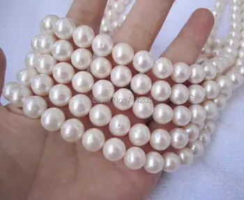 10mm Baltos spalvos Natūralių Gėlavandenių Perlų Turas Prarasti Karoliukai 15