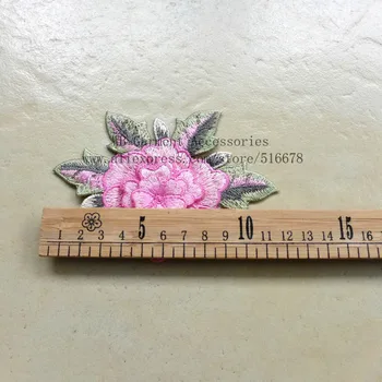 10pieces/lot 8*11,5 cm elegantiškas didelis Bijūnas siuvinėjimas rožinė/raudona aplikacijos dėmės 