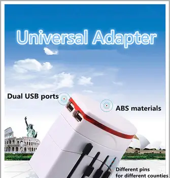 10vnt/daug Visus į Vieną Visuotinės Pasaulio Kelionių Įkroviklis Adapteris visame Pasaulyje Lizdas Dual USB Kištukas, AC Konverteris MUMS/UK/AU/EU Plug