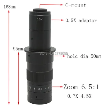 10X ~ 180X Reguliuojamas Darbinis Atstumas Zoom C objektyvo 0.7 X ~ 4,5 X Pramonės Mikroskopo vaizdo Kamera 2X Pagalbiniai Okuliaro didinamasis stiklas