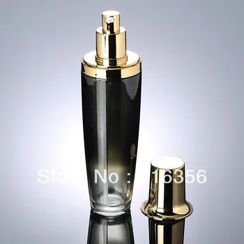 120ml skersmens juodas stiklas saulės butelį su aukso siurblys Kosmetikos Pakuotės