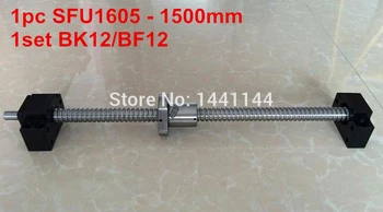 1pc SFU1605 - 1500mm Ballscrew su tikslu apdirbta + 1set BK12/BF12 Paramos CNC dalis