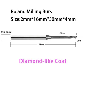 2.0 mm Roland CADCAM Diamond-kaip Kailis Frezavimo Burs už Cirkonis 16mm Pasiekti Ilgis