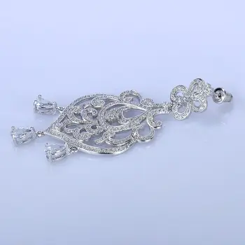 2016 Naujausius Prabangos sidabro padengtą Juvelyrikos Dizaino AAA CZ Kristalų Tabaluoti Auskarai, Vestuvių Moterų Nuotakos GLE4222