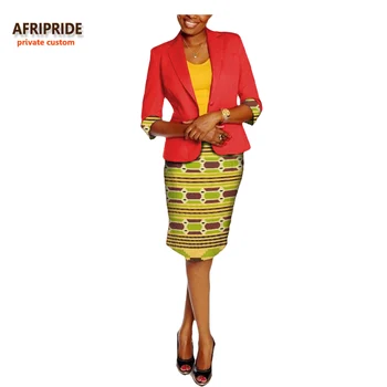 2017 afrikos spausdinti office lady kostiumas AFRIPRIDE privačių užsakymą trys ketvirtį rankovės vieną mygtuką viršuje+kelio ilgio sijonas A722660