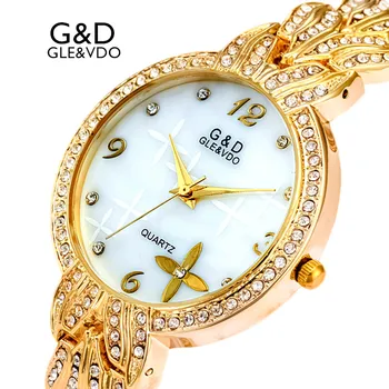 2017 G&D Prabangos Prekės ženklo Moterų Kvarciniai Laikrodžiai Womem Apyrankę Laikrodžiai Ponios Suknelė Žiūrėti relogio feminino reloj mujer Laikrodis Aukso