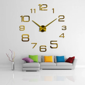 2017 naujas akrilo sieninis laikrodis kvarcinis žiūrėti kambarį šiuolaikinės 3d veidrodis lipdukai reloj sumalti horloge didelis dekoratyvinis laikrodžiai