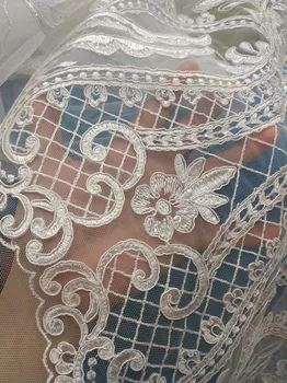 2017 Naujausias dizaino vestuviniai afrikos tiulio, nėrinių audinys, aukštos kokybės nigerijos tiulio nėrinių audinio vestuvinė suknelė 5y