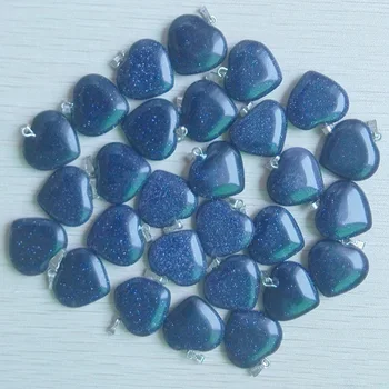 2017 širdies gamtos mėlyna smėlio, akmens pakabukai karolius, papuošalai priėmimo aukščiausios Kokybės 20mm 50pcs/daug Didmeninės nemokamas pristatymas
