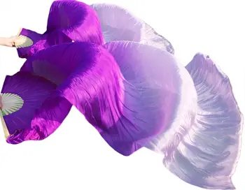2018 Aukštos Kokybės Šilko Pilvo Šokių Gerbėjas Šokių Nekilnojamojo Šilko Skaros Kairė+dešinės mėlynos Spalvos KARŠTO PARDAVIMO violetinė + šviesiai violetinė