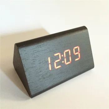 2018 Naujausius! Trigon Mini garso valdymo Signalo LED Medinis Laikrodis, Termometras,LED ekranas, Kalendorius skaitmeninius laikrodžius prekės KODAS:A952B