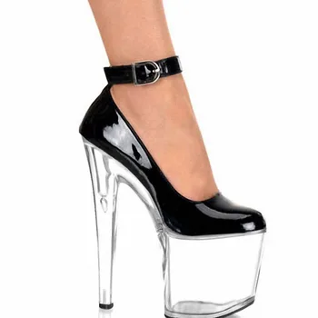 20cm Seksualus aukštakulnius su ne-mainstream moterų batai, plonas ir baotou kristalų/kepimo dažų aukšto kulno Šokių Bateliai
