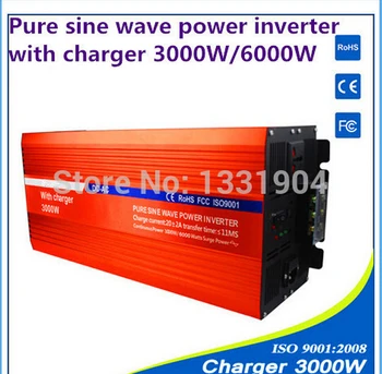 24V į 220V 3000W Pure Sine Wave Power Inverter Su Buildin Įkroviklį su Automatiškai Perduoti saulės inverterių, automobilių keitiklis