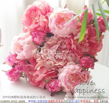 25cm*25cm Dirbtinio šilko rožinė bijūniniai gėlių sienos vestuvių dekoravimas namų dekoro šalis gėlės sienos fone deor