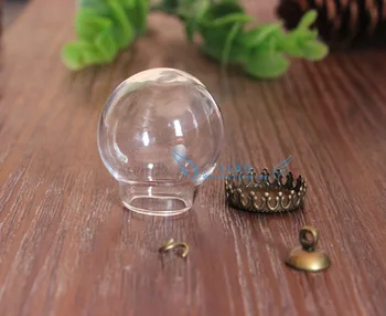 25mm kamuolys 15 mm anga Stiklo Burbulas buteliukas stiklinis gaublys su antikvariniai bronzos bazinis rinkinys 