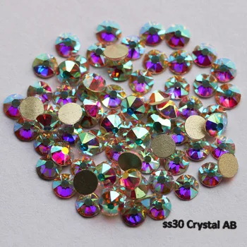 288pcs/Daug, AAA Naujas Facted (8 dideli + 8 mažos) ss30 (6.3-6.5 mm) Crystal AB 