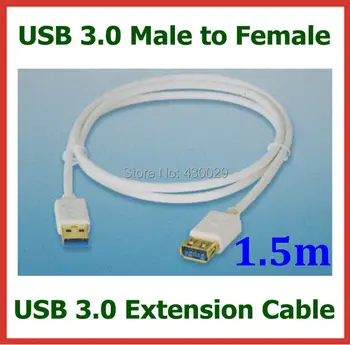 2vnt Baltos Spalvos, USB 3.0-A Type Male Tipo Moterų ilgiklis USB3.0 ESU, kad AF Extender Cable 1.5 m