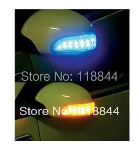 2VNT x 9 LED Automobilių Automatinis Šoninių Durų Veidrodėliai Lemputė, Posūkio Signalai, 12V Geltona Mėlyna Spalvomis Nemokamas Pristatymas