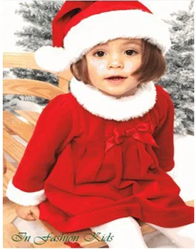 3 rinkiniai/daug Naujų Stilių Baby Girl Santa Claus Suknelė Kalėdų Rompers su Bžūp Vaikų Drabužių Rinkinius, kurie Kalėdos