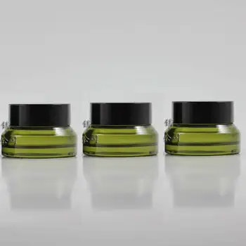 30pcs 15g šviesiai žalios stiklinės grietinėlės indelį su juodo plastiko dangteliu, didmeninė 15g kosmetikos jar pavyzdys ,15g mini stiklo butelis