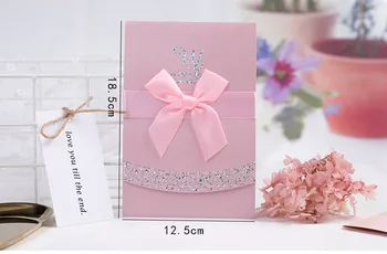 30pcs/daug nemokama versija spausdinimui naujausias elegantiška rožinės vestuvių pakvietimo su kaspinu event & šaliai tiekia nemokamas pristatymas