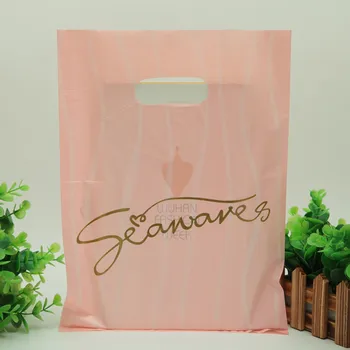 35x25cm New Style Wholesale 50pcs pink Shopping Bags Plastic Gift Bags