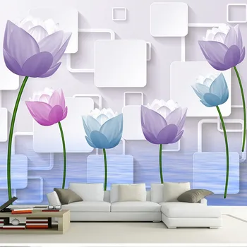 3D foto tapetai, 3D stereo asmenybės gėlių, sienų apmušalus gyvenimo kambario, miegamasis, sofa-lova, TV foną, sieniniai