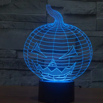 3D iliuzija bulbing LED Nakties Šviesa 7 Spalvų Kaita Jutiklinį Jungiklį LED Lentelės, Stalo Lempos Naujovė Apšvietimo Moliūgų šviesos Hallowen