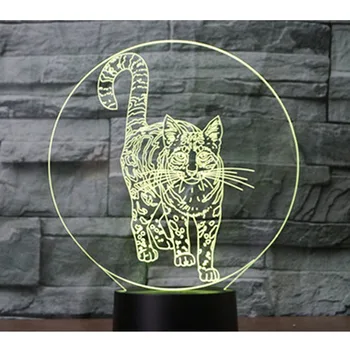 3D LED Nakties Šviesos Nuolatinis katė su 7 Spalvų Šviesos Namų Puošybai Lempos Nuostabi Vizualizacijos Optinė Iliuzija Nuostabus
