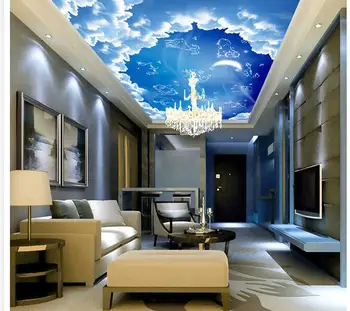 3d lubų freskomis tapetai Žvaigždynas baltas dangus pritaikyti tapetai, sienų, lubų freskos 3d tapetai