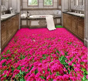 3d pvc grindų pasirinktinis vandeniui savarankiškai sukibimas Gražių gėlių ir 3d vonios grindys photo 3d sienų freskomis tapetai