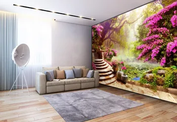 3d stereoskopinis tapetai Užsakymą 3d tapetai kambarį Sodas sodo dekoracijos fone, sienos tapetai, miško