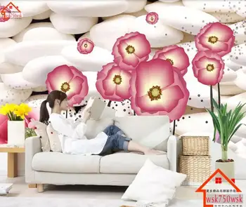 3d tapetai užsakymą foto tapetai svetainės freskos rankomis dažyti lotoso gėlė, 3d tapyba sofa foną sienos 3d