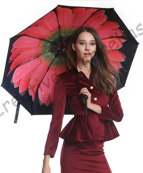 3pcs/daug spalvų variantų Stiklo vėjo 5times juoda danga anti-UV skėtis kišenėje mini kabrioleto daisy spausdinti skėtis