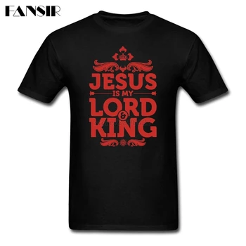 3XL Vyrų T Shirts Jėzus Yra Mano Viešpats Ir Karalius, Juokingi Marškinėliai, vyriški trumpomis Rankovėmis Crewneck Medvilnės