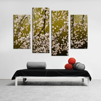4PCS HD aliejaus tapybai vandens atsispindi peach blossom Sienos Menas Namų Puošybai Kambarį Spausdinimo Ant Drobės Modernios naftos Tapyba