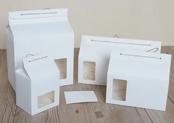 5 Size White Paper Box With PVC Window Tea Box Bakery Cake Gift Packaging Boxes Carton Box 100pcs/lot