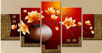 5 vnt magnolia gėlių vaza tapybos kryželiu 